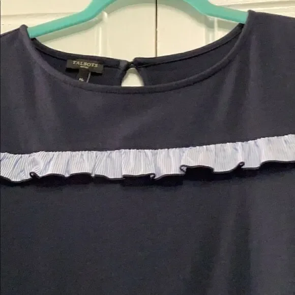 Talbot’s petites sweater navy ruffled top size Mp - Picture 2 of 8